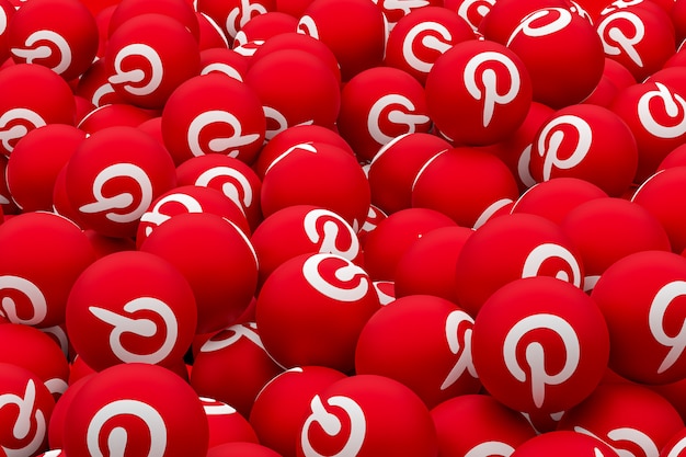 Emoji logo Pinterest 3d render na przezroczystym tle, balon symbol mediów społecznościowych z Pinterest