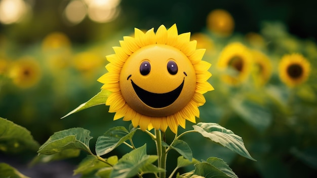 Emoji słonecznika w ogrodzie