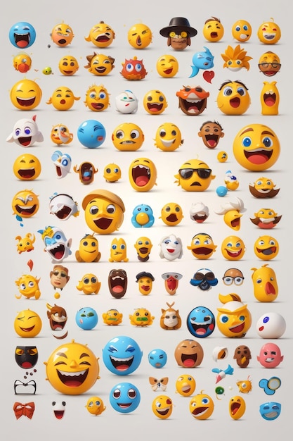 Zdjęcie emoji twarz 2d wektor naklejki ustawić białe tło wektor do prezentacji