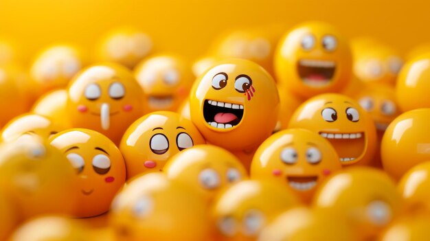 Emoji żółte smutne i gniewne emotikony na żółtym tle