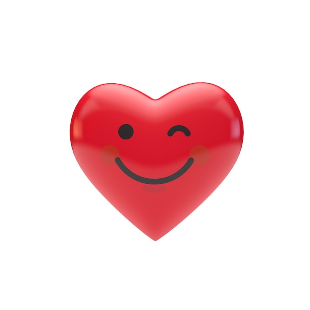 Emotikon emotikon kształt czerwone serce kształt renderowania 3D