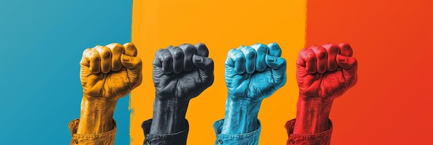 Empowerment Rising Black Fist w proteście przeciwko demonstracji obywatelskiej Generative AI