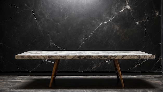 Zdjęcie empty marble table with grungy black wall background