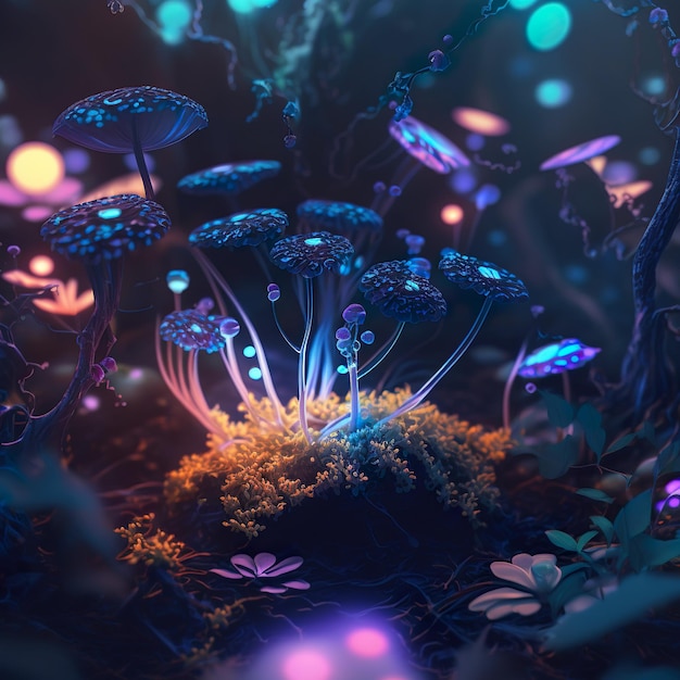 Enchanted Forest Wygenerowano bioluminescencyjną fantazję kwiatową w rozdzielczości Ultra HD