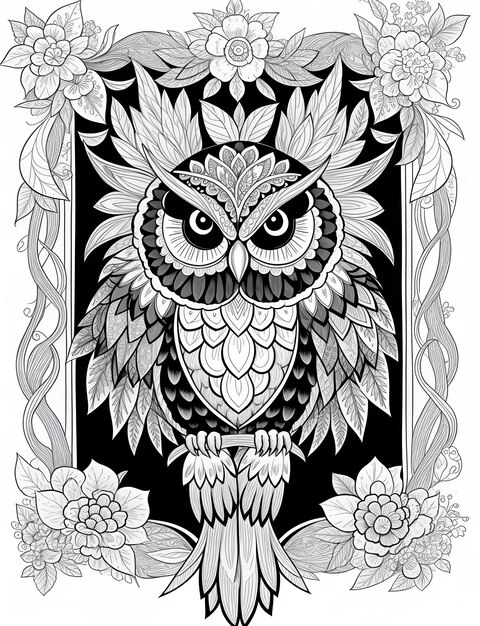 Enchanted Wings Ornate Vintage Owl Coloring Adventure (Zachwycone skrzydła ozdobione starożytną sową)