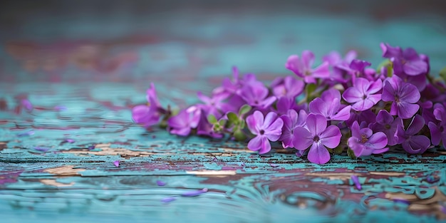 Enchanting Beauty Stół ozdobiony żywą aranżacją fioletowych kwiatów Koncepcja natchniona naturą Still Life Elegantne aranżacje kwiatowe Stół Styling Fioletowe odcienie Enchanting beauty