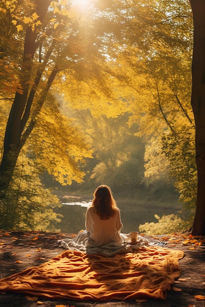 Enchanting Forest Green Fall SelfCare Yoga i medytacja dla kobiet