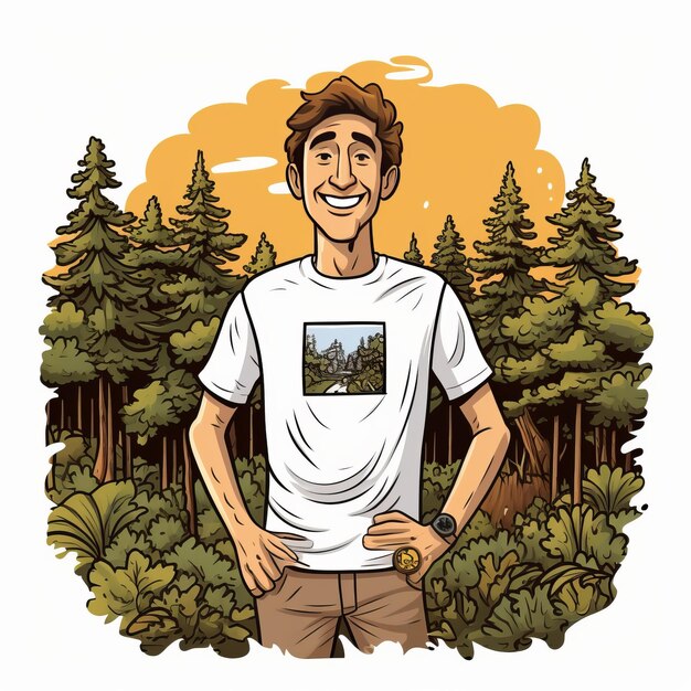 Zdjęcie enchanting wilderness cartoon forest t-shirt design ilustracja