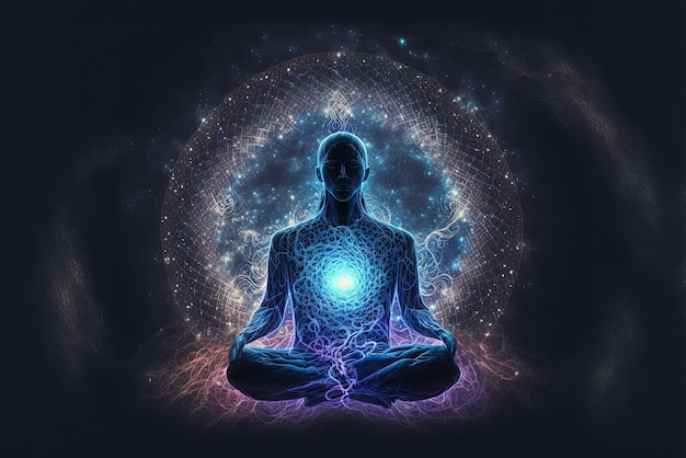 Energia Medytacyjnego Źródła Duchowości wszechświatowej siły życiowej prana umysł Boga Generative AI