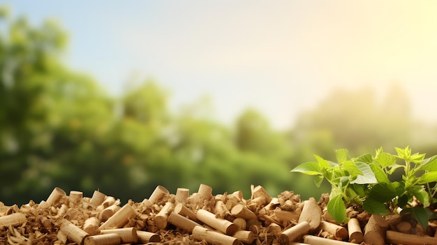 Zdjęcie energia z biomasy organicznych granulek drewna