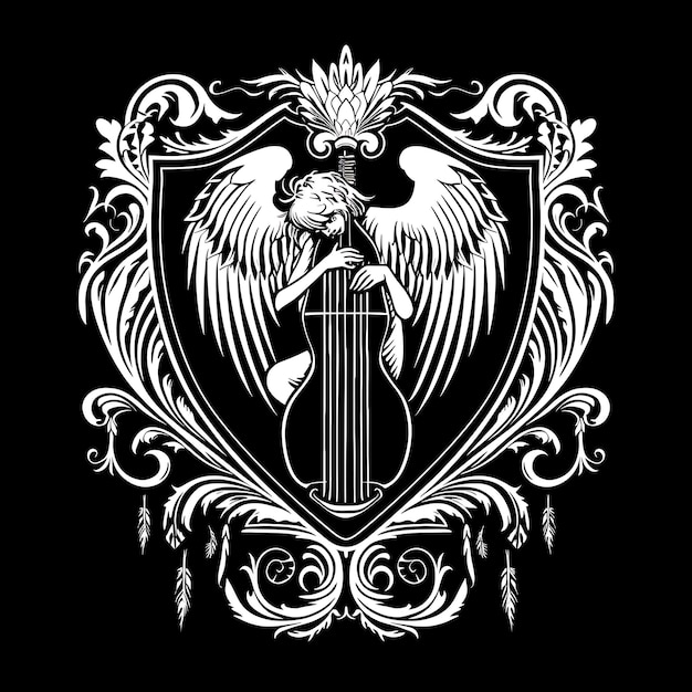 Enigmatyczne logo Harpy Covenant Badge z Harpią chwytającą kreatywny projekt tatuażu logo