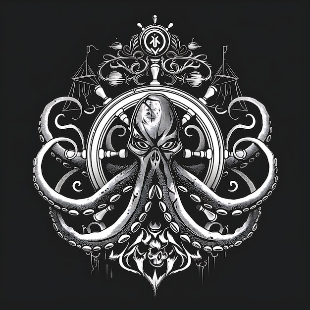 Enigmatyczne logo Kraken Covenant z Kraken Tentacle Wrappi Kreatywny projekt logo tatuażu