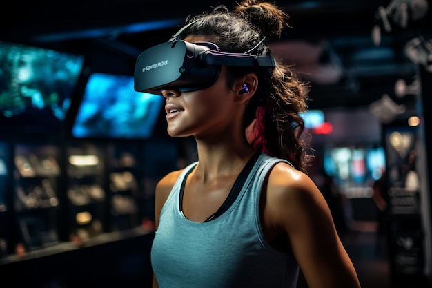 Entuzjasta wirtualnej rzeczywistości w sprzęcie sportowym