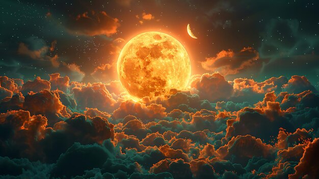 Epicka fotografia pełnia księżyca przez chmury