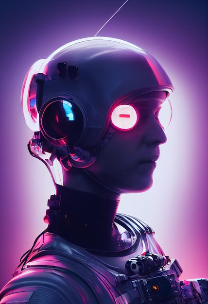 Epicka ilustracja portretowa 3dfuturystyczna cyberpunk astronautadramatyczne oświetlenie epicka przestrzeń filmowa