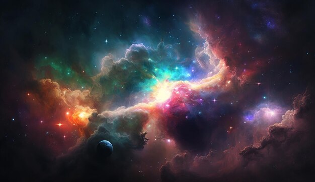 Zdjęcie epickie ujęcie planet i asteroid w mgławicach, galaktykach i gromadach gwiazd