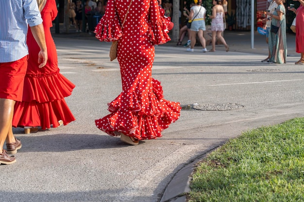 Esencja kultury andaluzyjskiej uchwycona w żywiołowej sukni flamenco ozdobionej kropkami. Emblem hiszpańskiego tańca i uroczystych uroczystości, wydzielający tradycyjny styl.