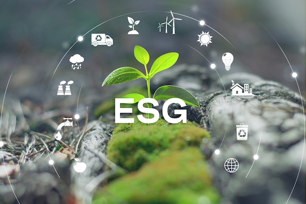 ESG środowiskowy ład społeczny inwestycja biznesowa koncepcja Ikony ESG Koncepcja ESG