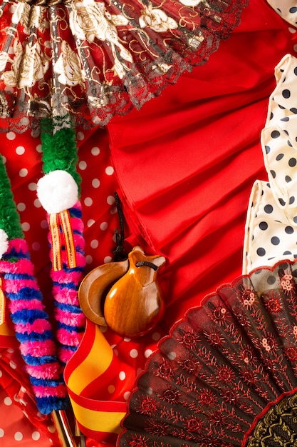 Espana typowo z Hiszpanii z kastanietami wzrosła flamenco fanem