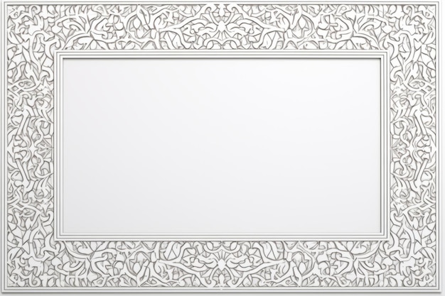 Zdjęcie estetyczne ramadan vibes elegantna biała prostokątna ramka ozdobiona arabeskimi wzorami ar 32