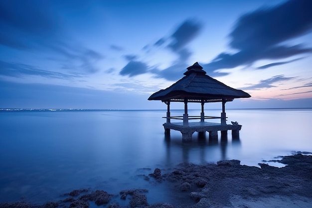 Estetyczne zdjęcie błękitnego godzinnego nieba na plaży Bali