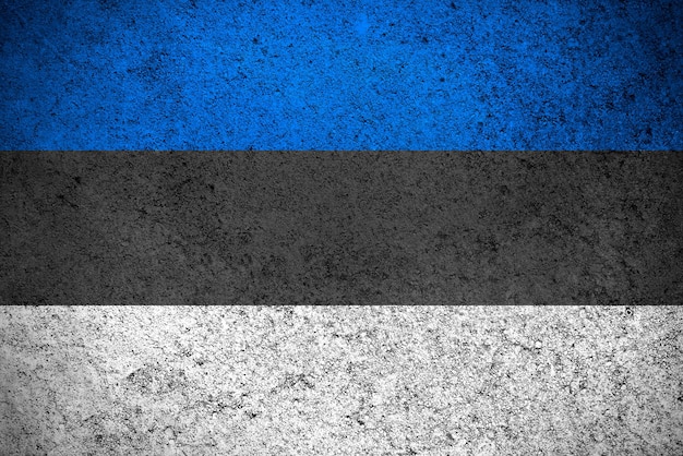 Estonia flaga grunge tekstury tła zdjęcie Flaga kraju namalowana na betonowej ścianie