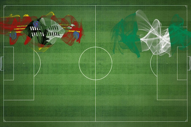 Eswatini vs Nigeria Mecz piłki nożnej kolory narodowe flagi narodowe boisko do piłki nożnej gra w piłkę nożną Koncepcja konkurencji Skopiuj miejsce