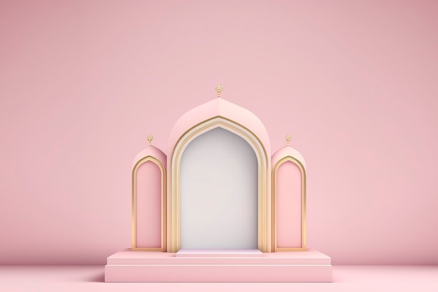 Etap produktu 3D, ramadhan, różowa szałwia, motyw islamski