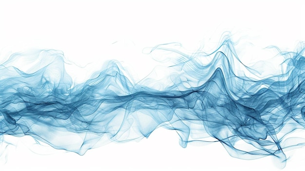 Eteryczna abstrakcyjna sztuka linii w niebiesko niebieskim przypominająca rozległość i spokój oceanu odizolowanego na białym tle