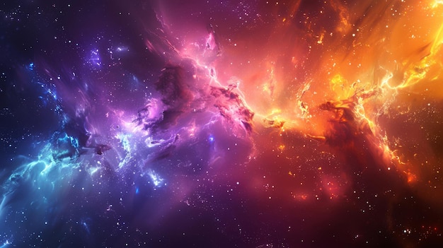 Eteryczna scena mgławicy kosmicznej kolory tańczące w kosmicznej harmonii
