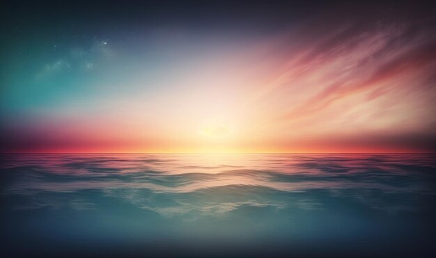 Eteryczne Tło Nieba I Oceanu O Zachodzie Słońca Dla Marzycielskiej Atmosfery