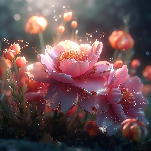 Eteryczny kwiat kwiatowy realistyczny imponujący obraz generowany przez AI