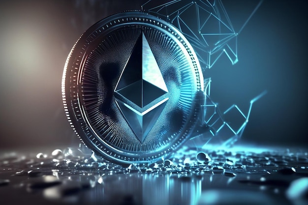 ETH Ethereum giełda kryptowalut i koncepcja futurystycznej technologii blockchain Generative AI