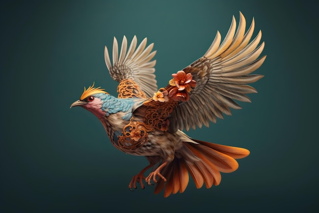 Ethereal waxwing bird Piękny obraz ilustracji Generative AI