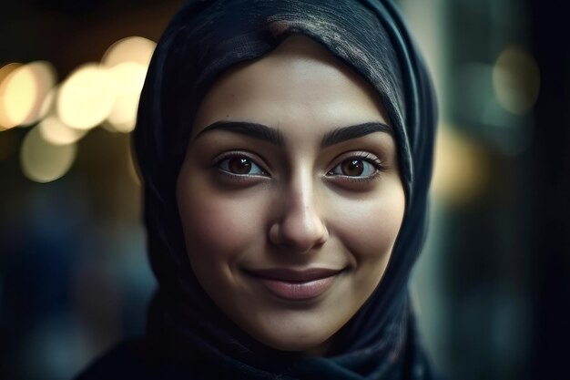 Etniczna kobieta w hidżabie patrząca w kamerę