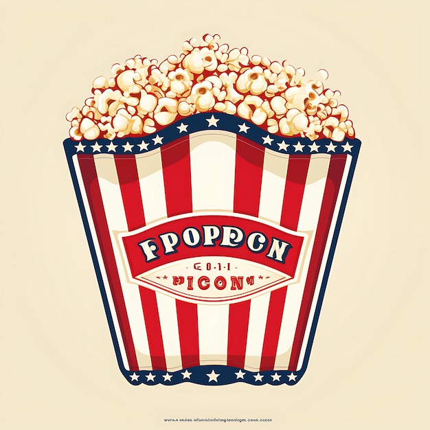 Etykieta na popcorn Vintage torba z popcornem w kolorze czerwonym i białym Mamy etykietę 2D Vintage Design Opakowanie Tem