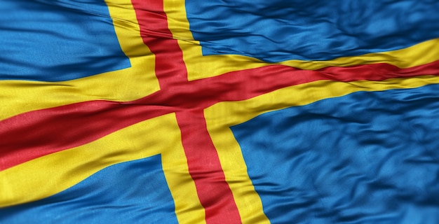 Europejska flaga kraju Wysp Alandzkich faluje