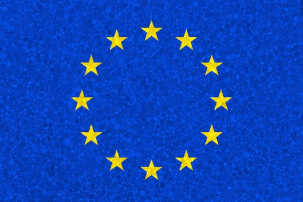 Europejska flaga na styropianowej teksturze
