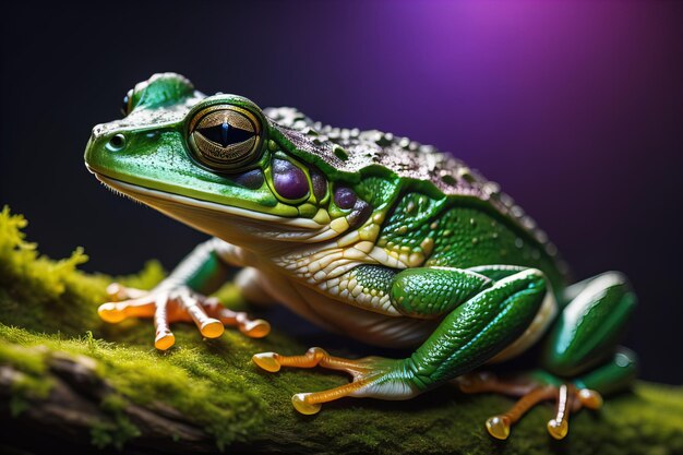 Europejska żaba drzewna Hyla arborea wyizolowana na tle jednolitego koloru ai generatywna