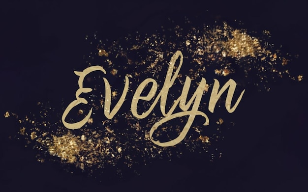 Zdjęcie evelyn text with gold letters and a dark background