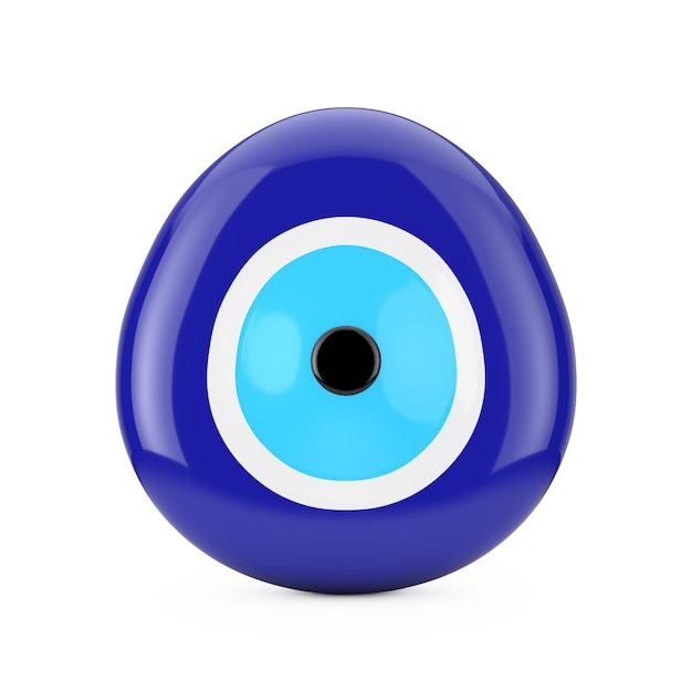 Zdjęcie evil eye bead protection amulet na białym tle. renderowanie 3d