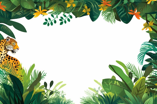 Exotic Jungle Border Clipart Artystyczna reprezentacja w stosunku 32 aspektów