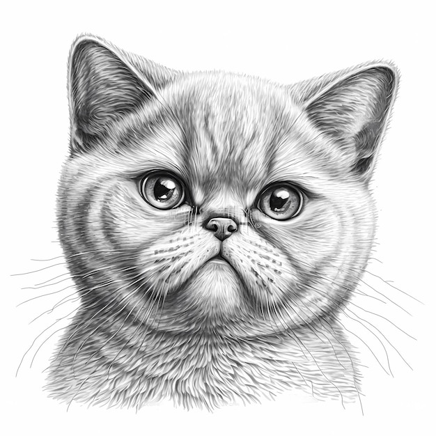 Exotic Shorthair Cat Coloring Page Kreatywny szkic kotów