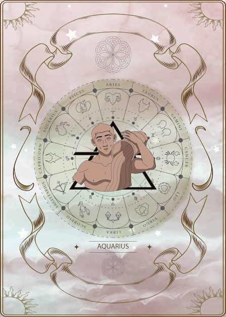 Zdjęcie ezoteryczna kompozycja dla zodiaku i astrologii ze znakiem zodiaku