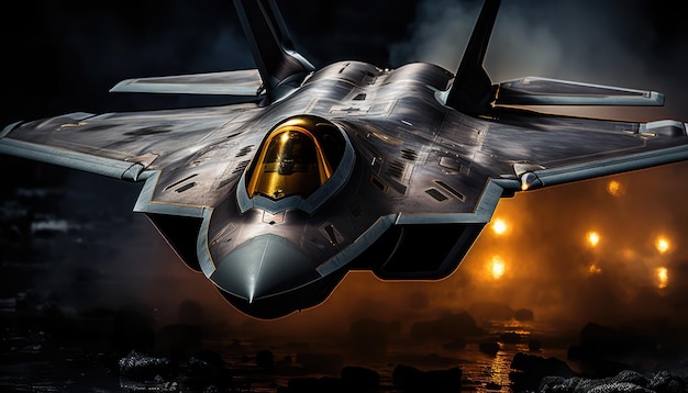 f 22 raptor studyjny światło na czarnym tle