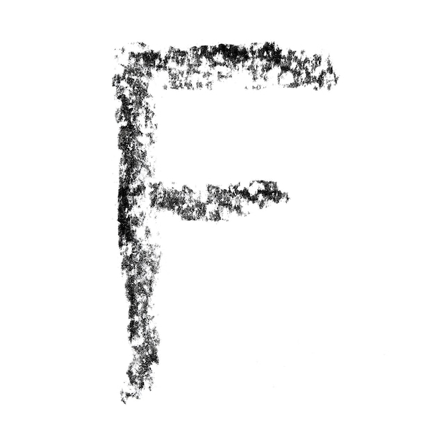 F Odręcznie napisany alfabetem węglem
