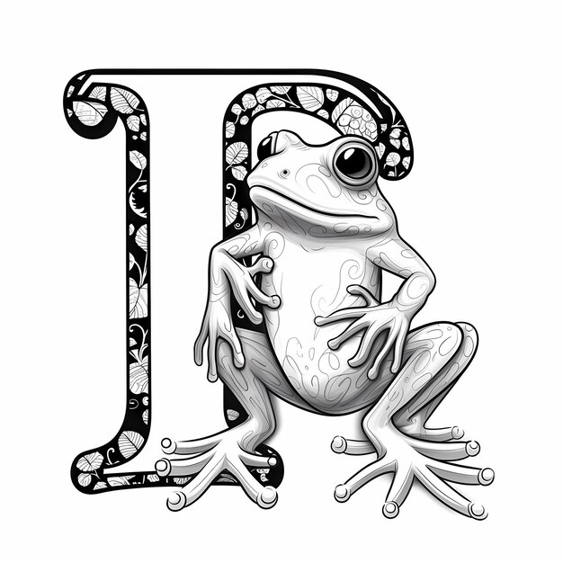 Zdjęcie f to dla frog adorable pixarinspired coloring page z cute frog character