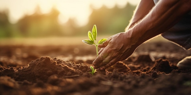 Fachowa ręka rolnika sprawdza jakość gleby przed siewem Rolnik testuje glebę w Generatywnej AI