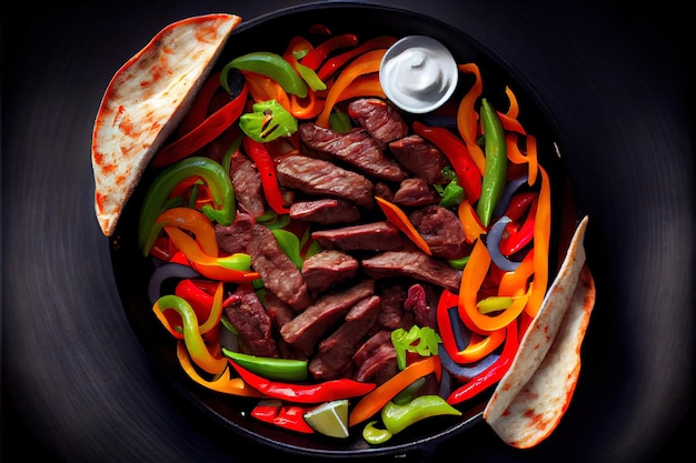 Fajitas wołowy z kolorową papryką dyniową