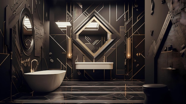 Fajna łazienka z geometrycznymi teksturami